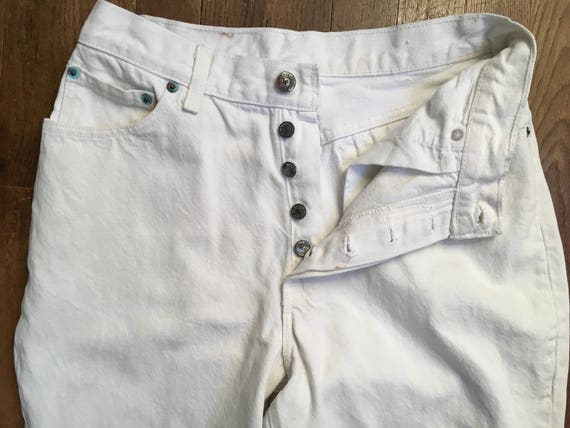vintage levis 501 white jeans made in usa 27 x 29 - image 4