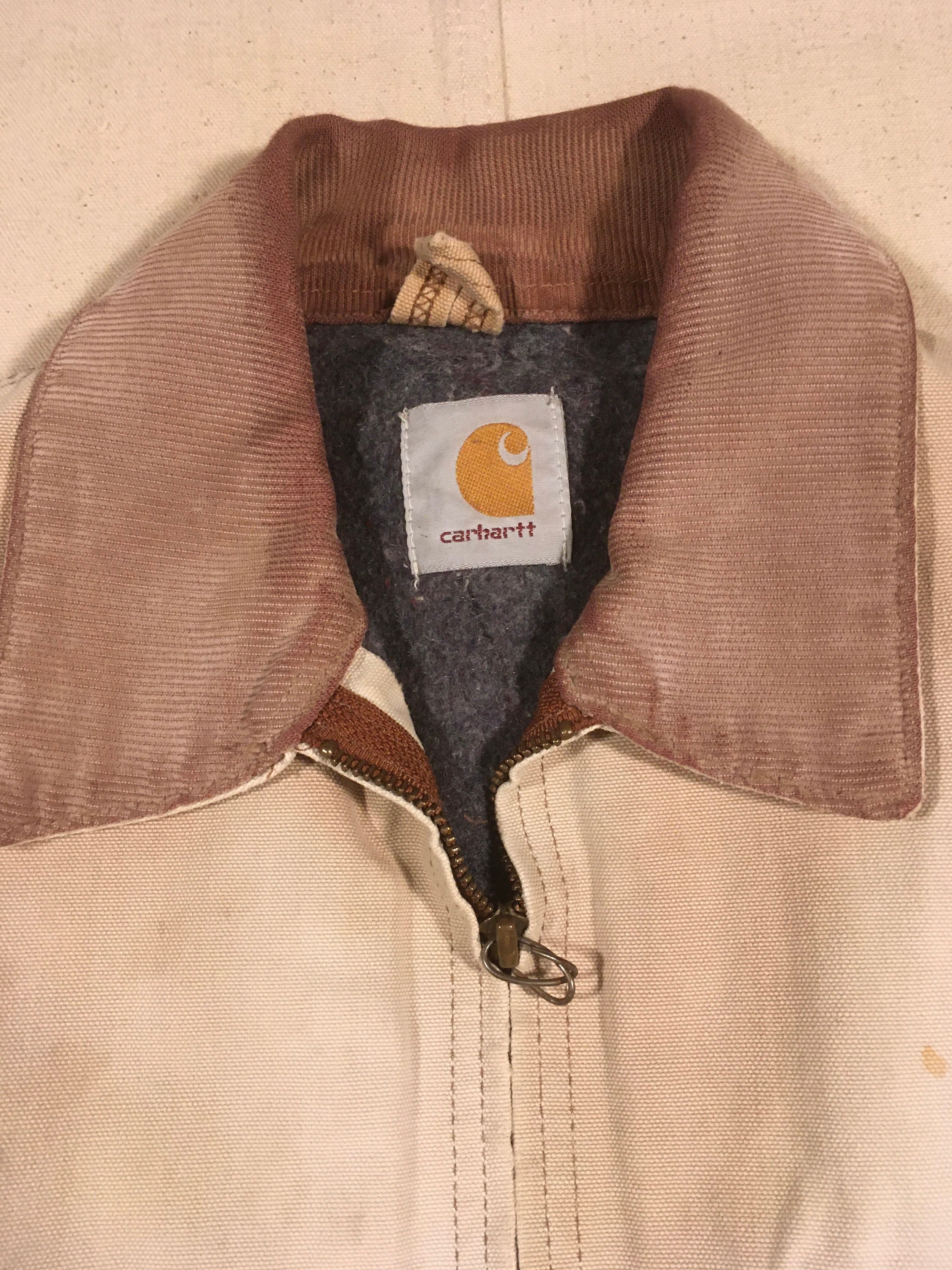 Vintage 90s Carhartt Detroit Blanket Lined Tan Duck Canvas Work