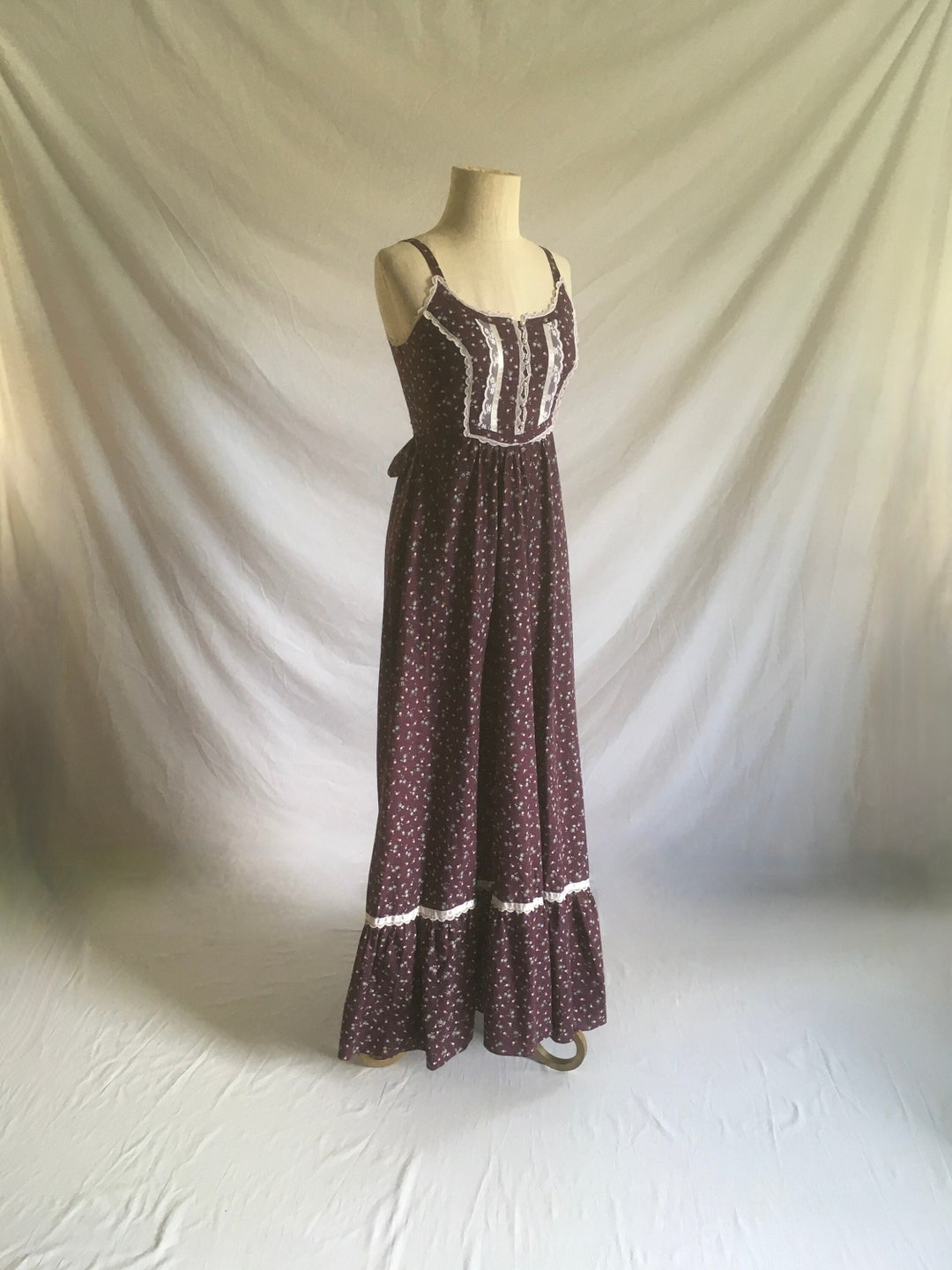 Vintage 70s Gunne Sax by Jessica Bodice Dress 032412 Sleeveless Plum ...