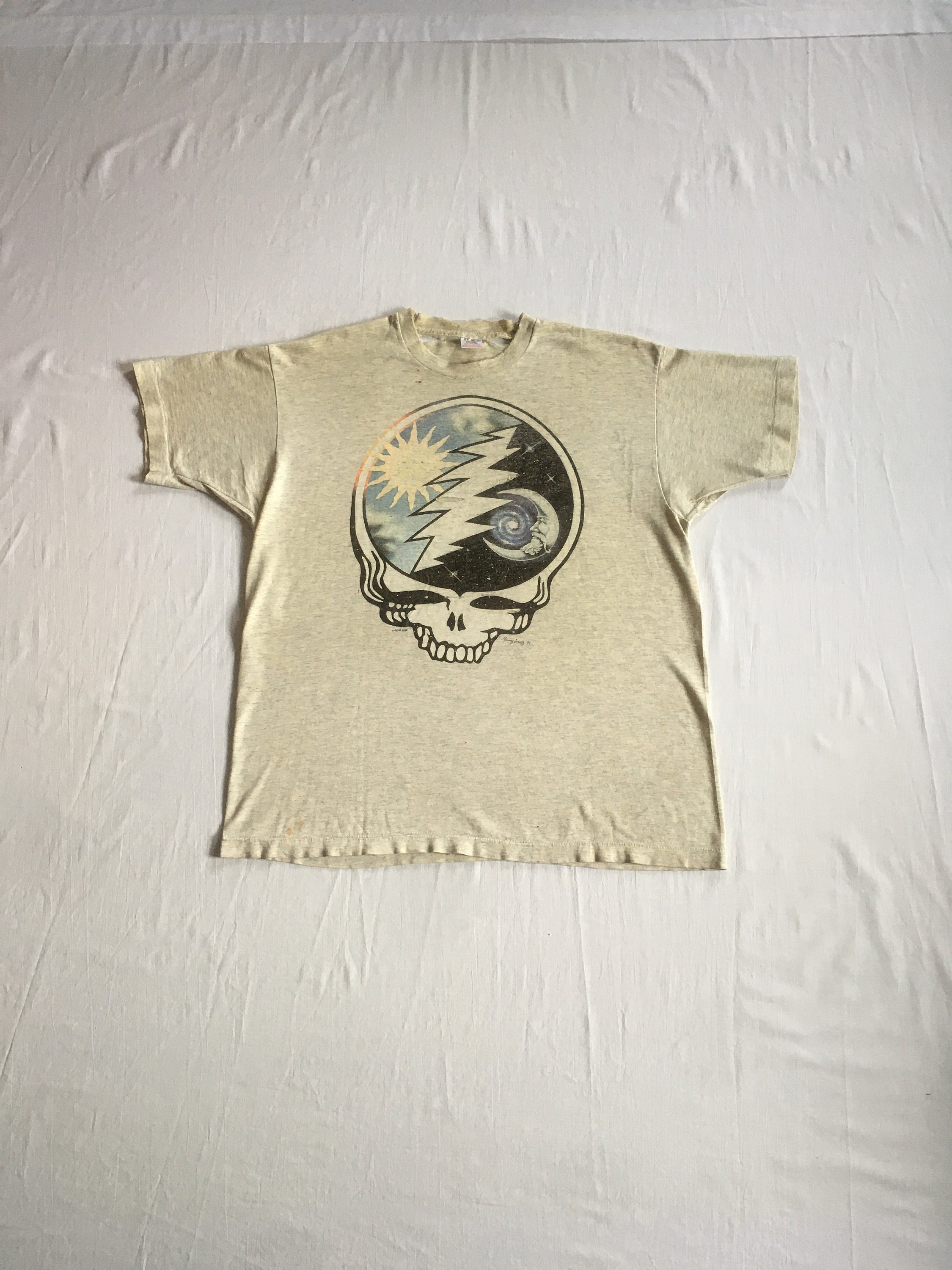 トップス 90supremestreethiphoplevistussychampion Vintage 90s CHAMPION Brand - Space Moon Spaceship T-Shirt M