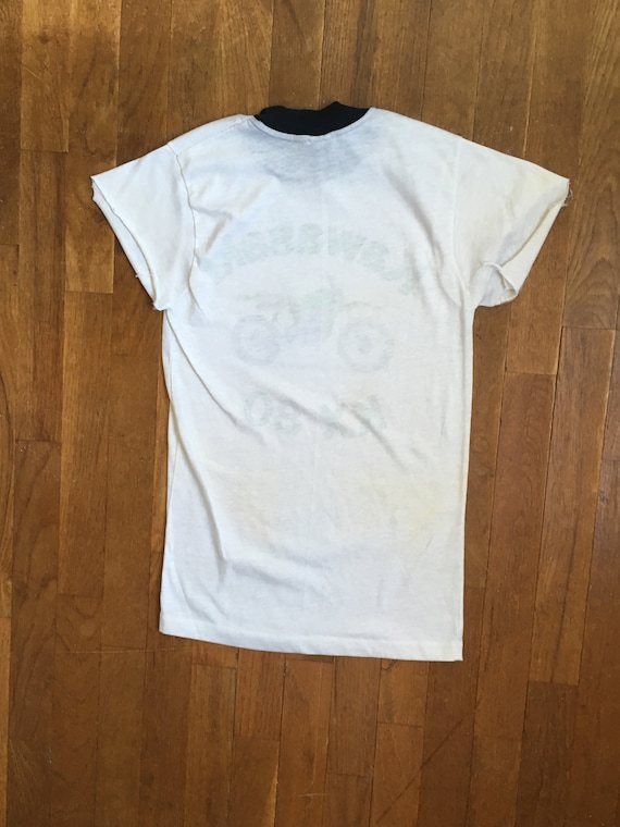 Vintage 80s Kawasaki Kx Kx80 T Shirt Cut off Sleeves Ringer Tee