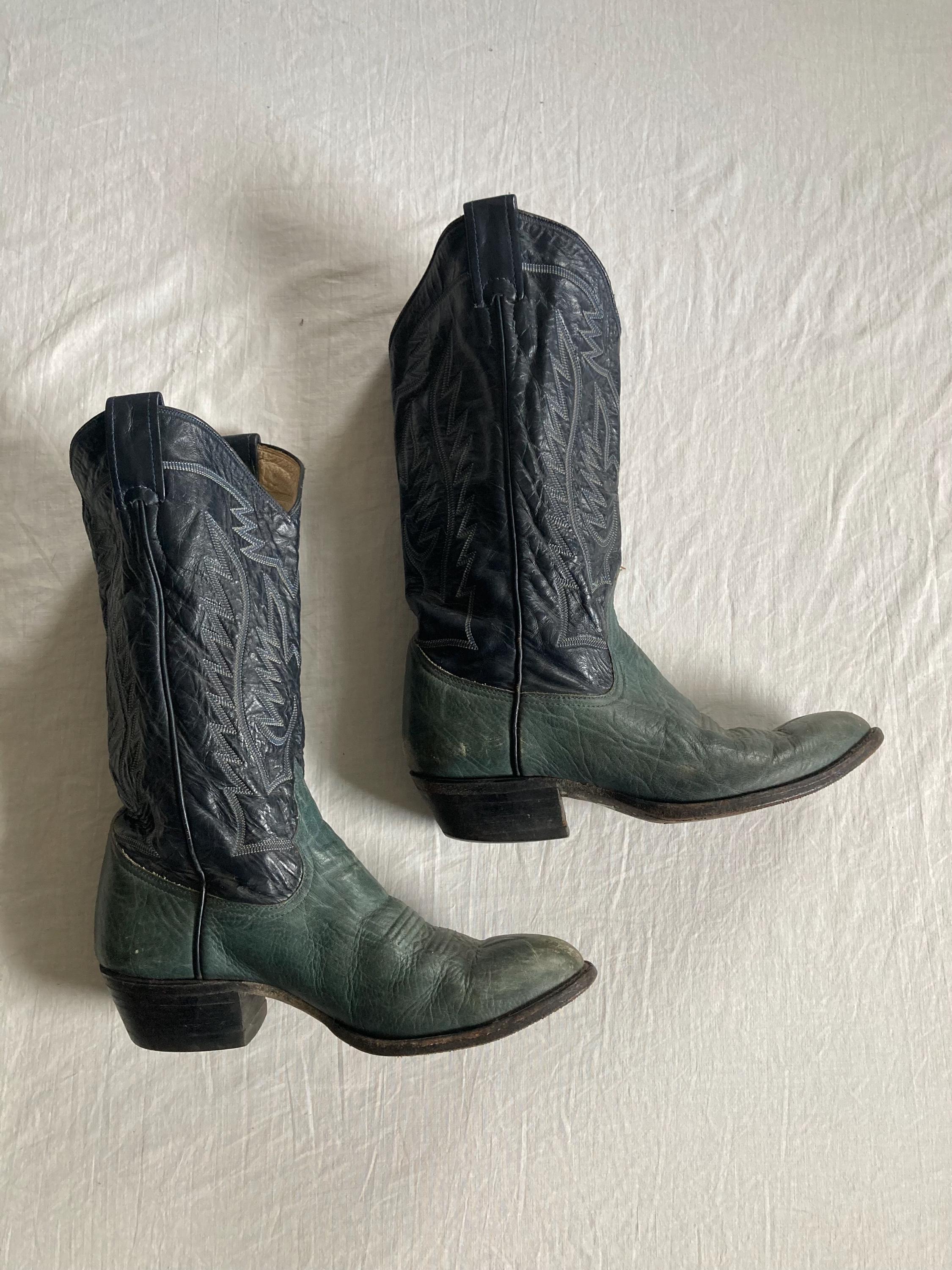 Larry Mahan vintage all leather cowboy boots men’s sz 8D unique pair of boots Vintage Larry Mahan Men main image 4