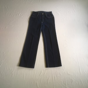 vintage 70s womens blue jeans high waist brass eagle 31 x 31 disco hippie rollerskater feather hair biker babe 1970s style
