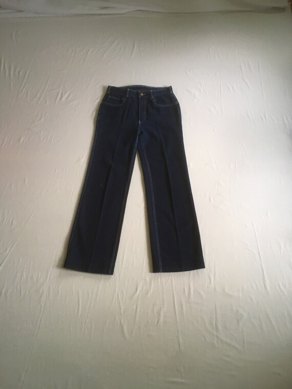 vintage 70s womens blue jeans high waist brass ea… - image 1