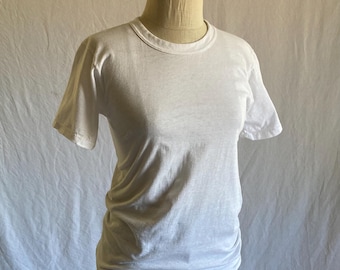 vintage BVD white cotton t shirt single stitch crew XS