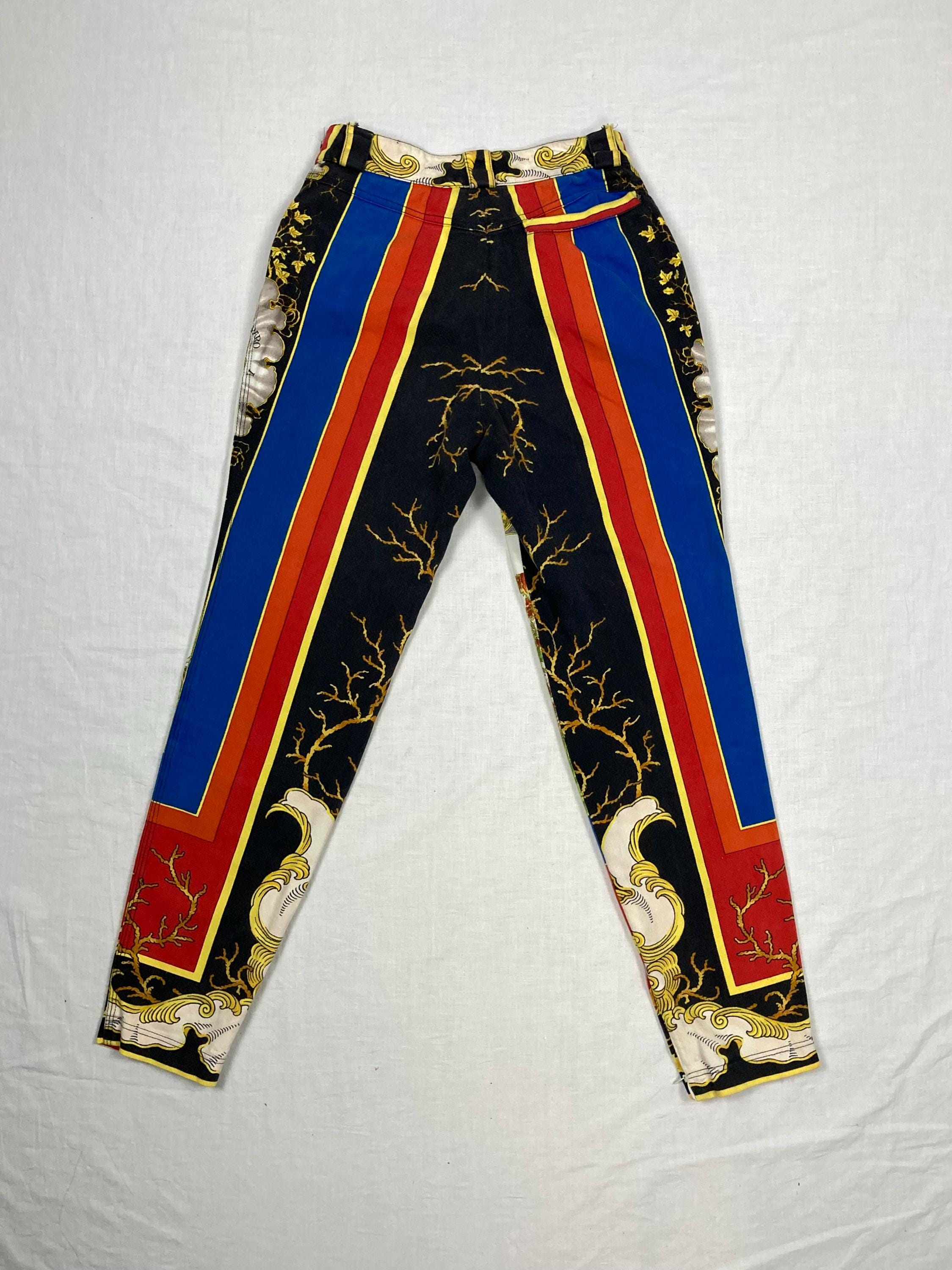 Vintage 90s Gianni Versace Couture Baroque Print Pants Made