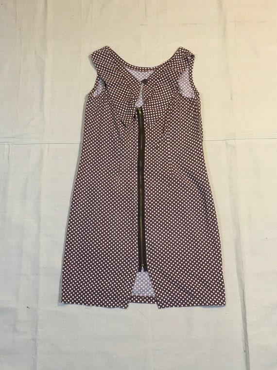 vintage 60s handmade brown polka dot zip back dre… - image 3