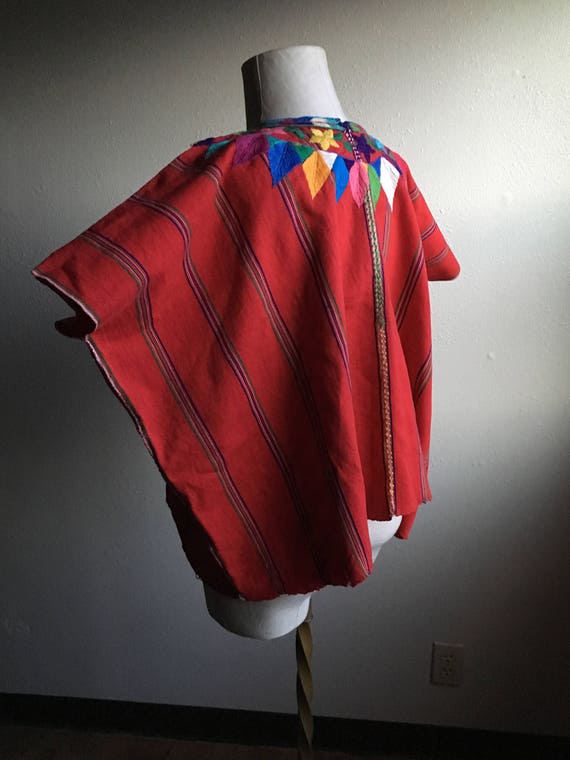 vintage handmade mexican red cotton colorful wove… - image 7