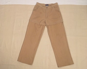 vintage 70s patagonia first label the original shants convertible pants kakhi cotton trousers to shorts outdoor wear 31 x 30