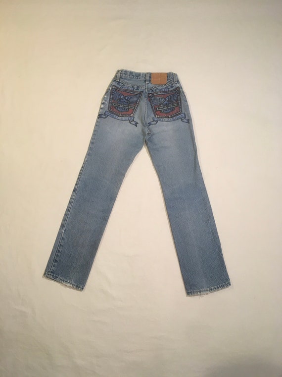 vintage levis 501 xx blue jeans 4 button up harle… - image 1