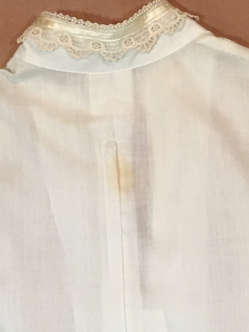 vintage 70s gunne sax high neck deep v zip back tie back white prairie dress