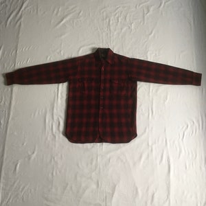 vintage 40s pendleton wool board shirt red plaid hunter made in usa mens 1940s woolen mills sports shirt