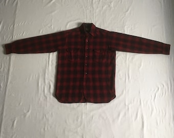 Camisa vintage de lana Pendleton de los años 40, cuadros rojos, Hunter, fabricada en EE. UU., camisa deportiva para hombre de Woolen Mills de los años 40