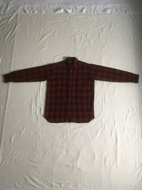 vintage 40s pendleton wool board shirt red plaid … - image 1