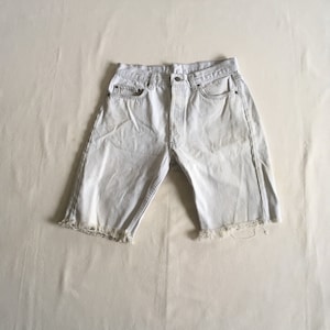 vintage 90s levis 501 jean cut offs grey denim frayed shorts 1990s hippie boho grunge 31