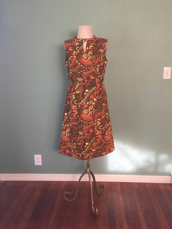 Buy Vintage 60s Siam Boutique Bangkok Thailand Cotton Psychedelic Print  Back Zip Brown Orange Green Yellow Abstract Print Boho Dress Online in  India - Etsy