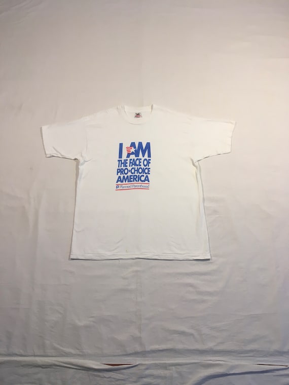 vintage 90s fruit of the loom i am the face of pro choice planned parenthood ss white cotton pre shrunk t shirt made in usa XL