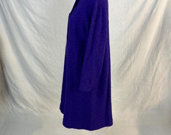 Vintage 60s Womens Nubby Purple Coat Big Buttons Mark of Fashion
