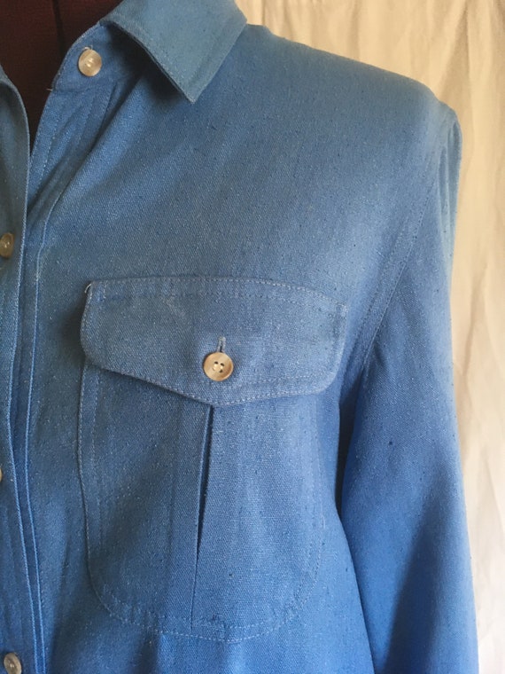 vintage 70s womens LL bean pure silk button up ox… - image 8