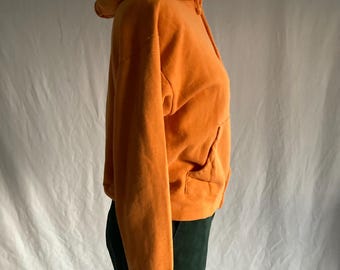 Vintage 50s 60s Hoodie Orange Zip up Sweatshirt Hooded 1950s 1960s