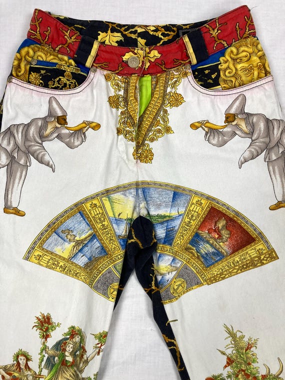 Vintage 90s Gianni Versace Couture Baroque Print Pants Made in