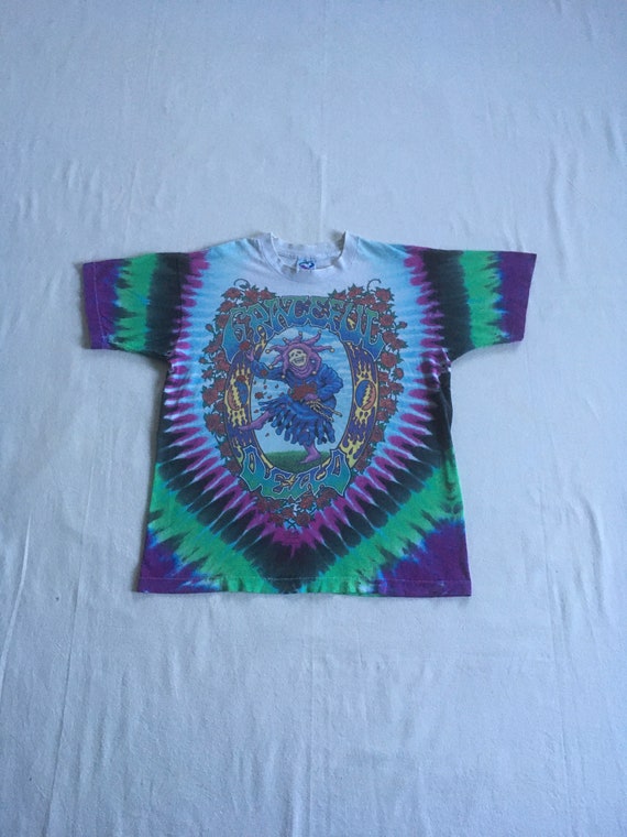 Vintage 90s Grateful Dead Liquid Blue T Shirt Tie Dye Made in Usa
