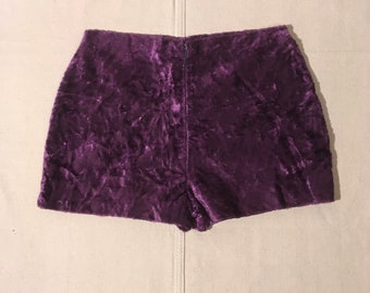 Vintage 60s Handmade Ooak Zip Back Purple Crushed Velvet
