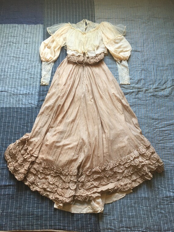 vintage antique victorian Edwardian tea dress set… - image 2