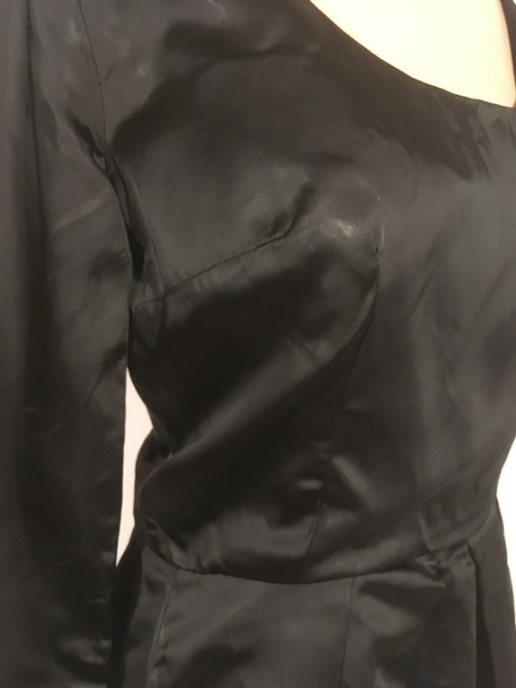 vintage 50s handmade ooak black satin side zip sl… - image 3