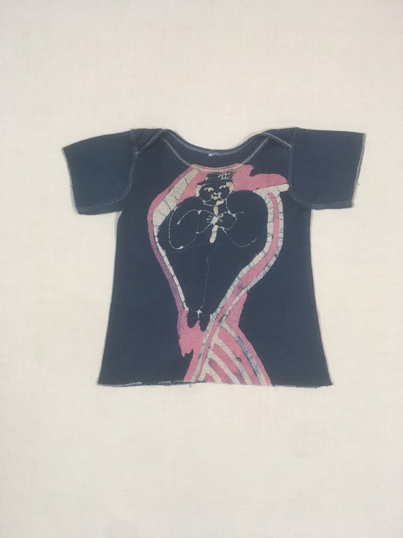 vintage 70s handmade batik hippie baby t shirt ha… - image 1