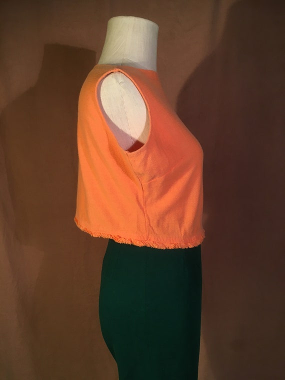 vintage 40s womens orange boat neck crop top pull… - image 5