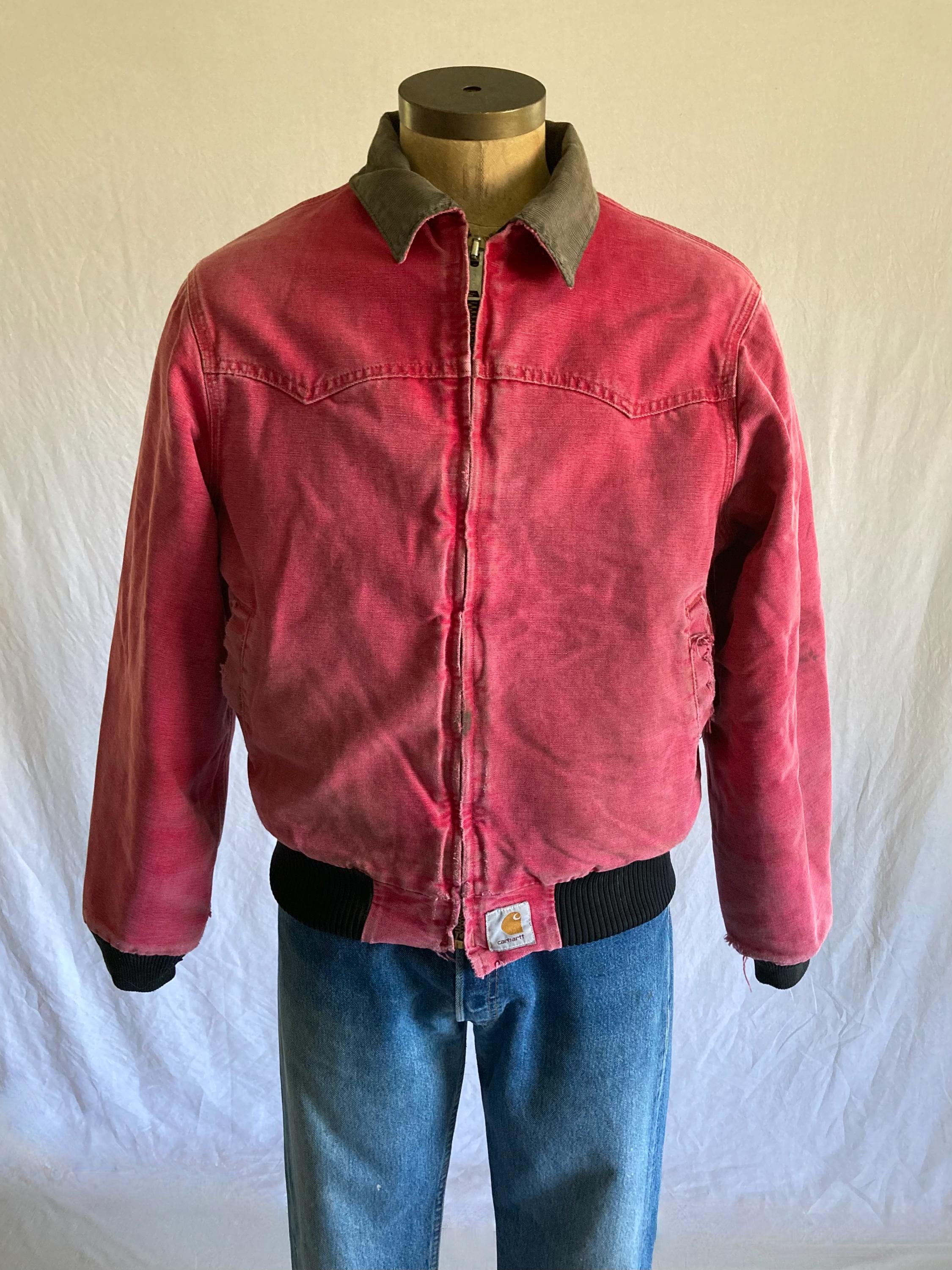 Vintage 90s Carhartt J14 Jacket Santa Fe Red Bomber Corduroy
