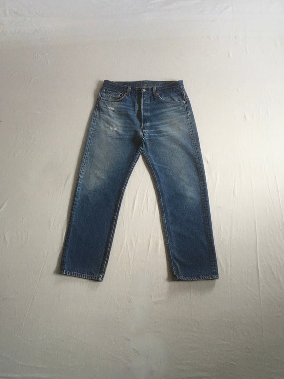 Vintage 80s Levis 501 Blue Jeans Made in Usa 33 X 28 Button Fly 