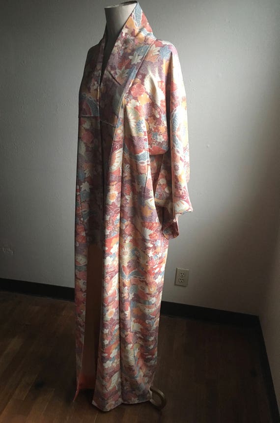 vintage traditional japanese kimono robe silk but… - image 3