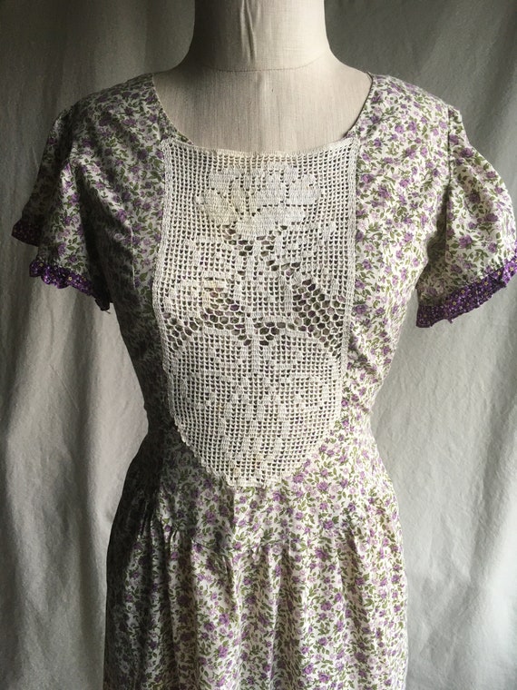 vintage 40s klopman mills floral cotton handmade … - image 3