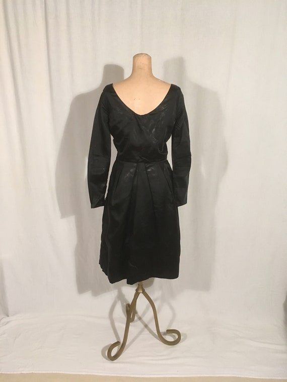 vintage 50s handmade ooak black satin side zip sl… - image 6