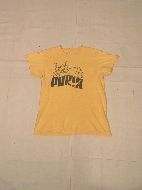 Vintage 70s Puma Yellow Cotton T Shirt Single Stitch Worn Thin - Etsy