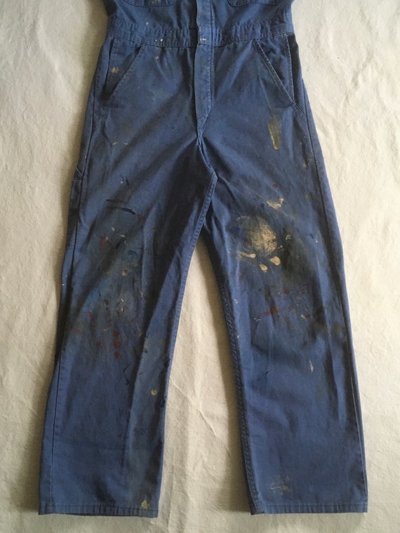 vintage smoky blue cotton red kap paint stained s… - image 3