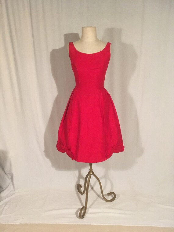 vintage 50s Minx Modes womens red zip back fit an… - image 1