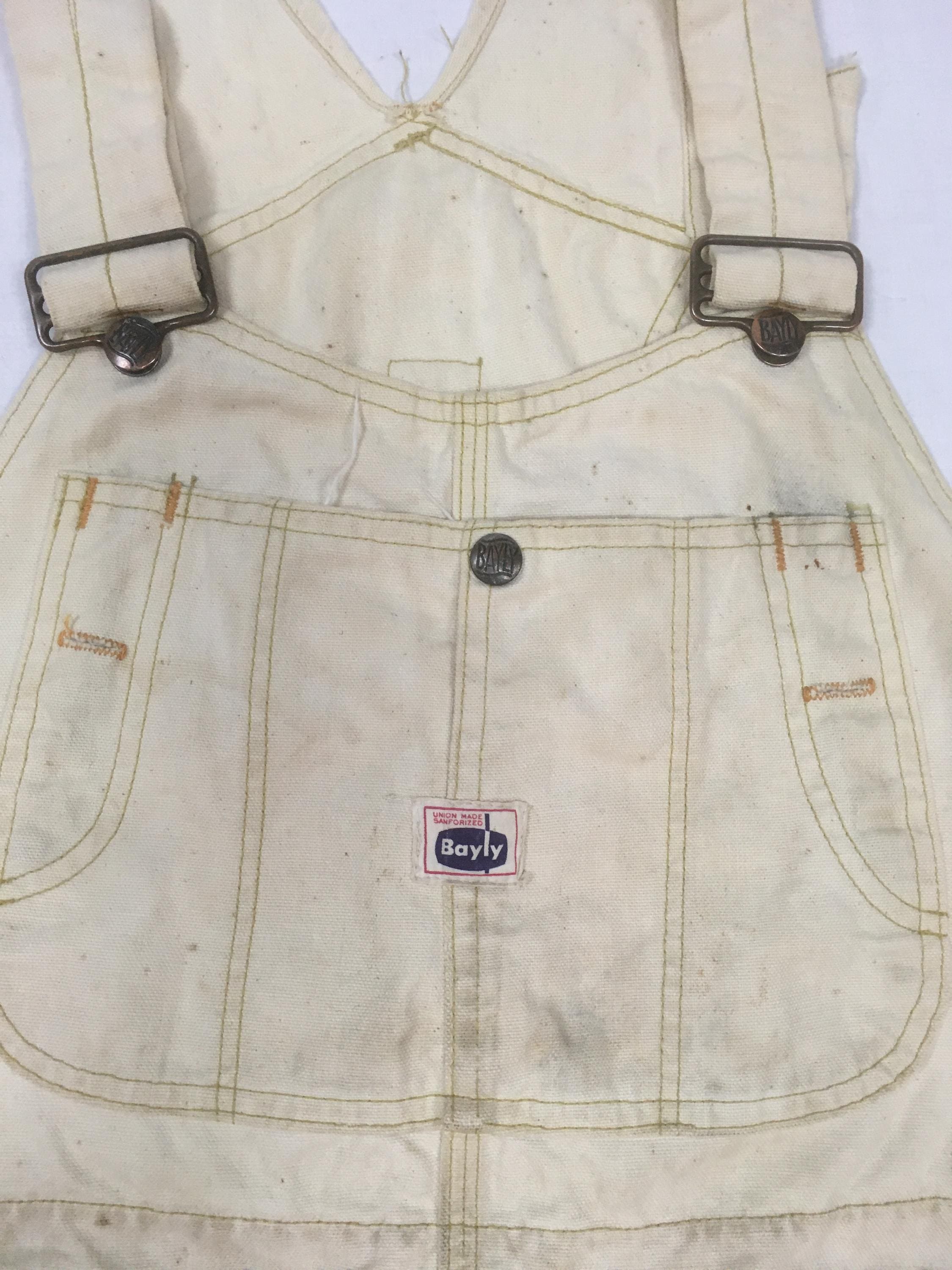 Vintage 50s Bayly Sanforized Union Made Apron Bib Overalls Double