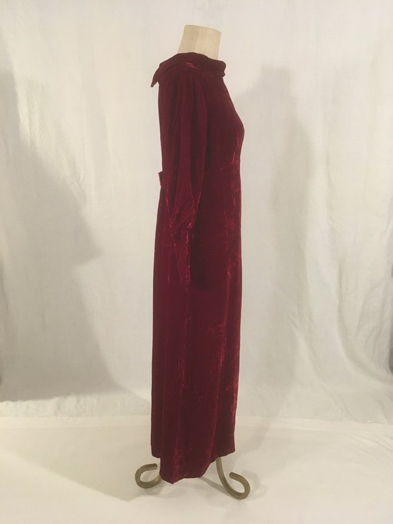 vintage 60s crushed red velvet empire waist mutto… - image 4