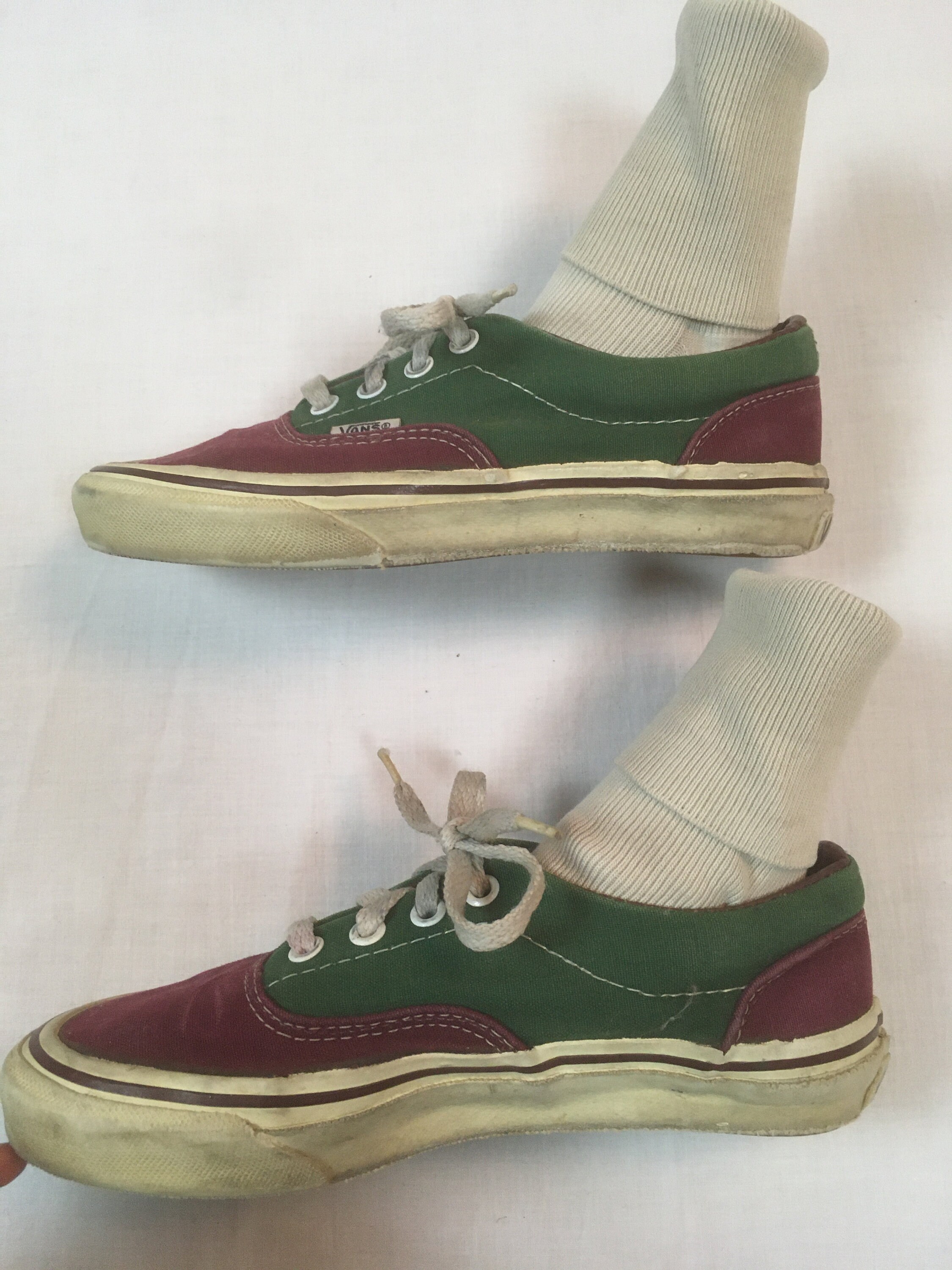 Vintage 80s Vans Skate Sneakers Made in USA Canvas Two Tone Vintage 80s Vans Skate Sneakers Made in USA Canvas Two Tone
