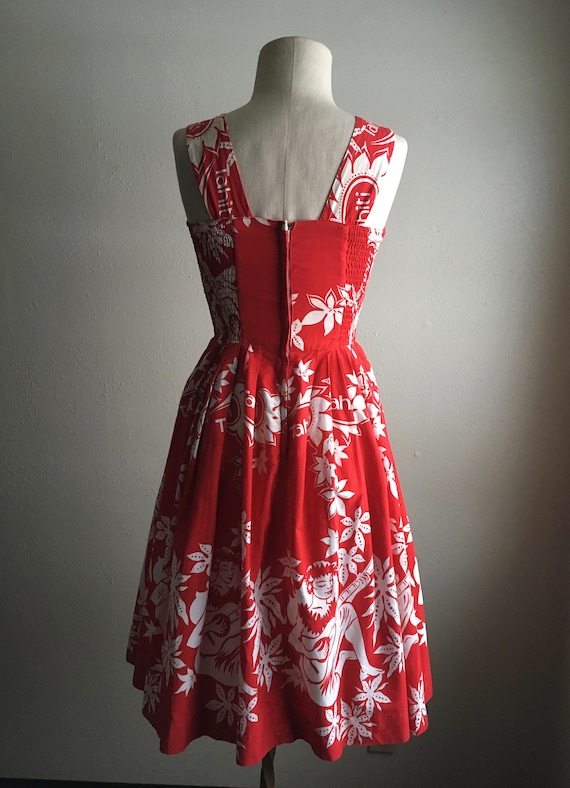 vintage 50s alfred shaheen dress bombshell honolu… - image 5