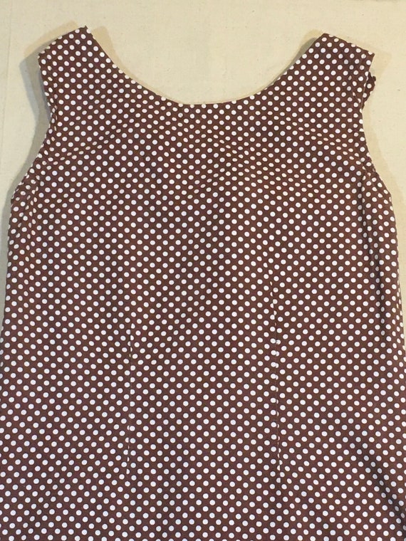 vintage 60s handmade brown polka dot zip back dre… - image 2