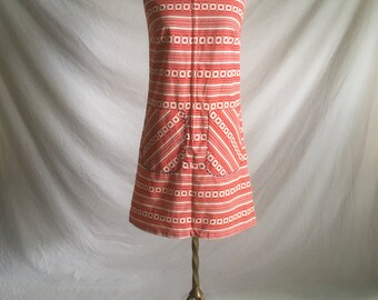 Vintage 60s Sears Roebuck Perma Press Red White Stripes Zip up Day