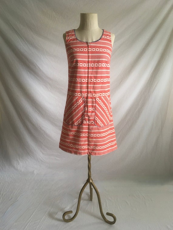Buy Vintage 60s Sears Roebuck Perma Press Red White Stripes Zip up Day Dress  House Dress Mod Rockabilly Womens 1960s Fashion Summer Online in India -  Etsy
