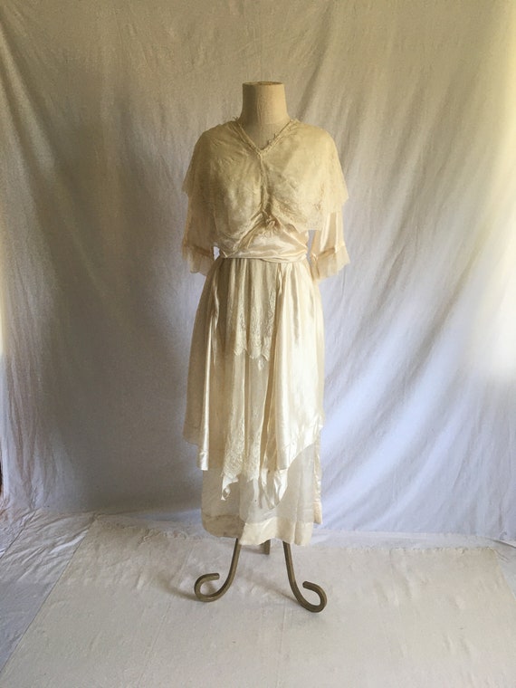 vintage antique dress montgomery ward co white si… - image 2