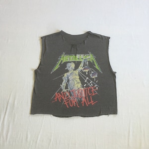 vintage 80s 1988 metallica tour 88 89 and justice for all metal rock concert fan band cut off t shirt