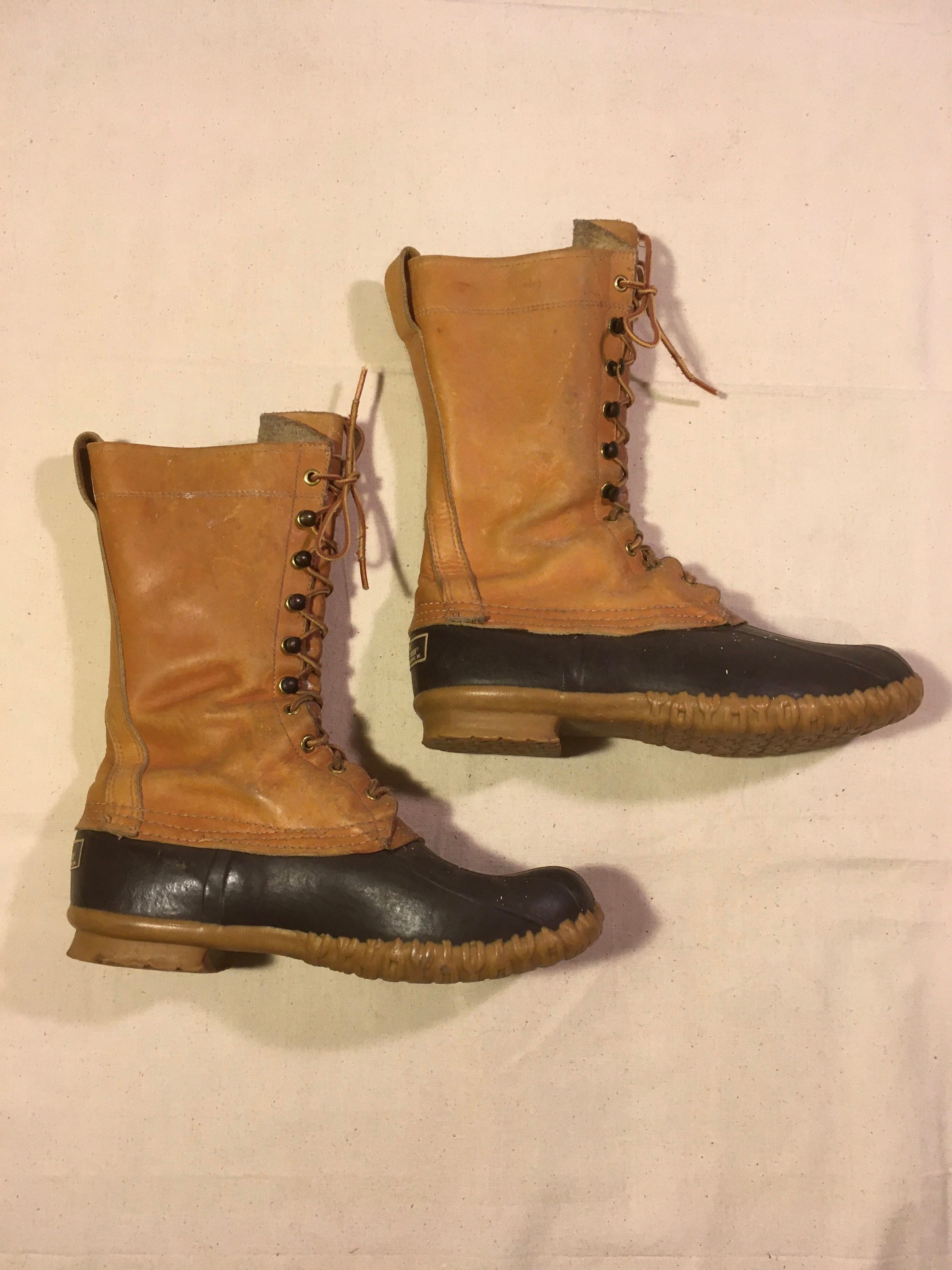 Vtg LL Bean Maine Hunting Shoes Leather Rubber Duck Boots Mens 10 Made in USA Vintage Ll Bean Maine Duckies Hunting Shoe 10 Row Lace up  main image 2