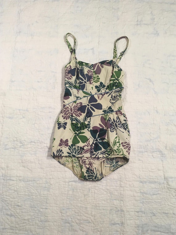 vintage 50s Jantzen swimsuit butterfly print skir… - image 6